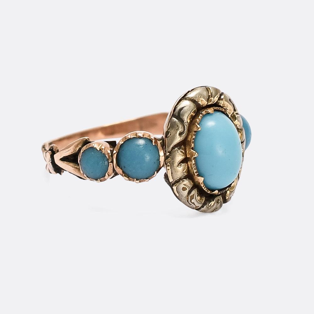 Mid-Victorian Turquoise Paste 5-Stone Ring