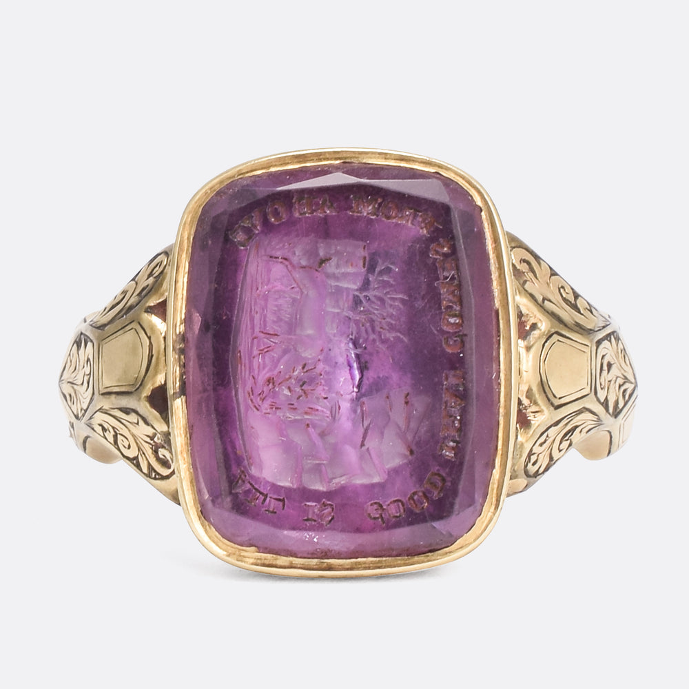 Mid-Victorian Amethyst Intaglio Signet Ring