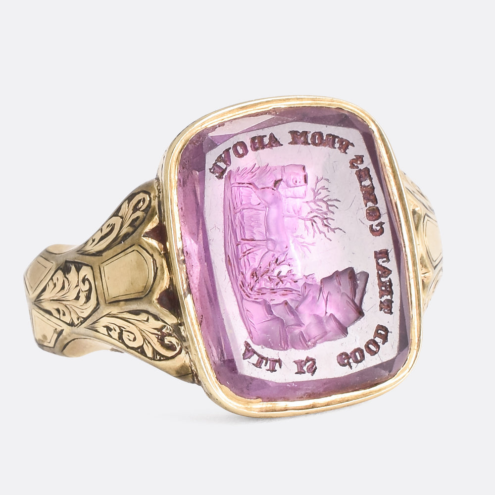 Mid-Victorian Amethyst Intaglio Signet Ring