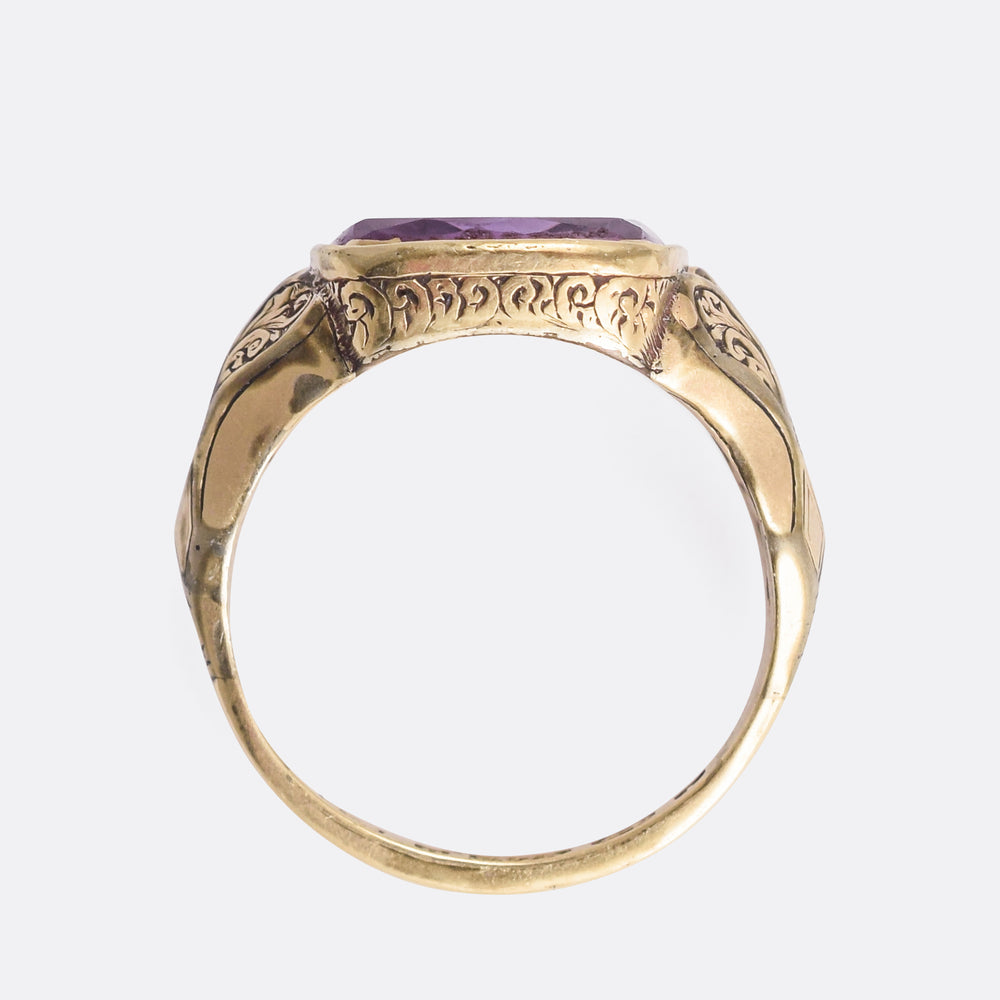 Mid-Victorian Amethyst Intaglio Signet Ring