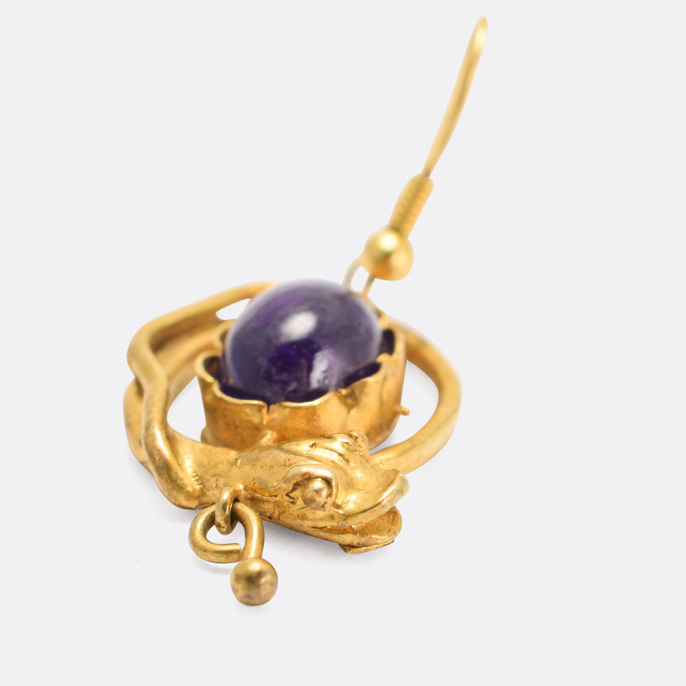 Mid-Victorian Amethyst Snake Earrings