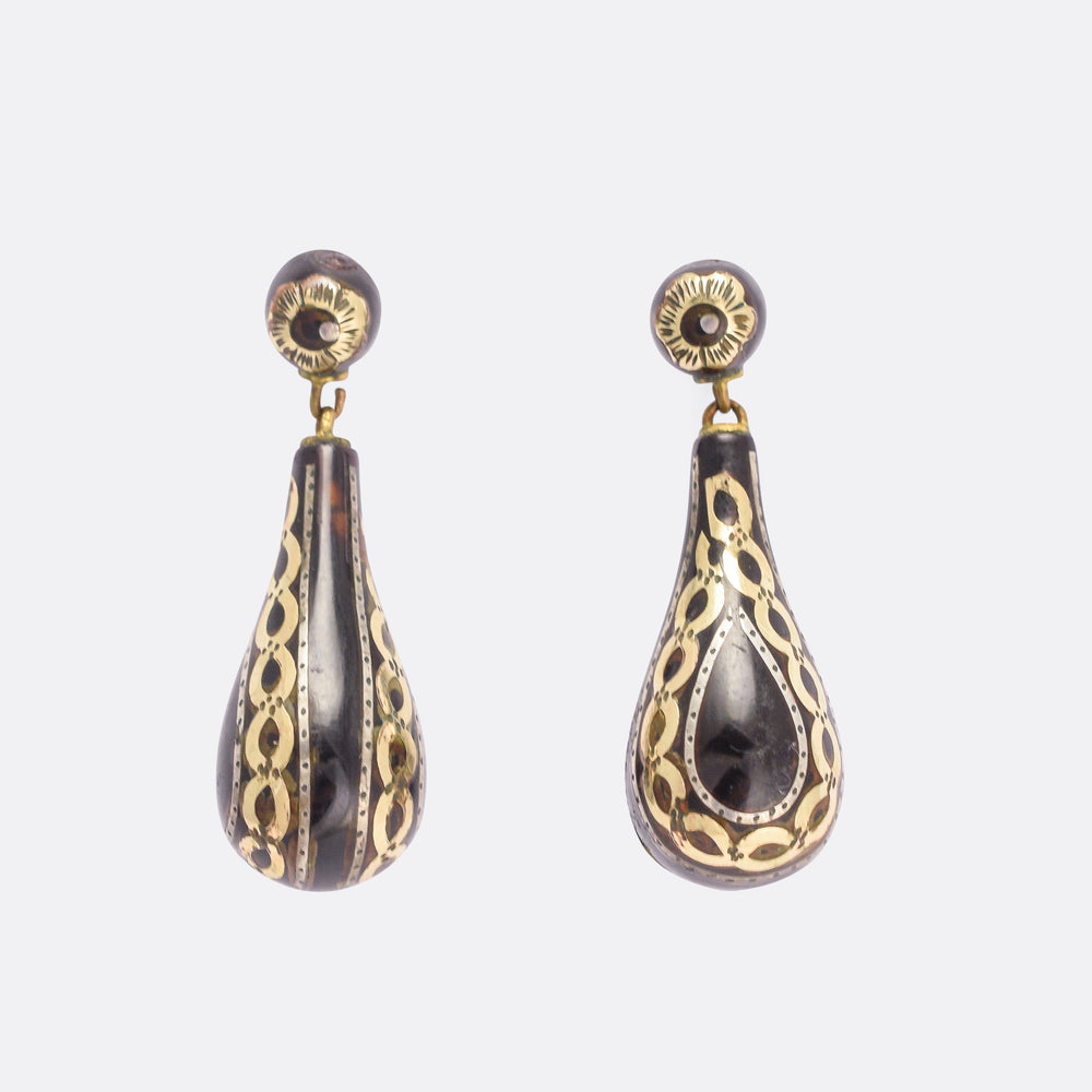 Mid-Victorian Pique Drop Earrings