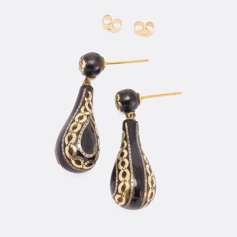 Mid-Victorian Pique Drop Earrings