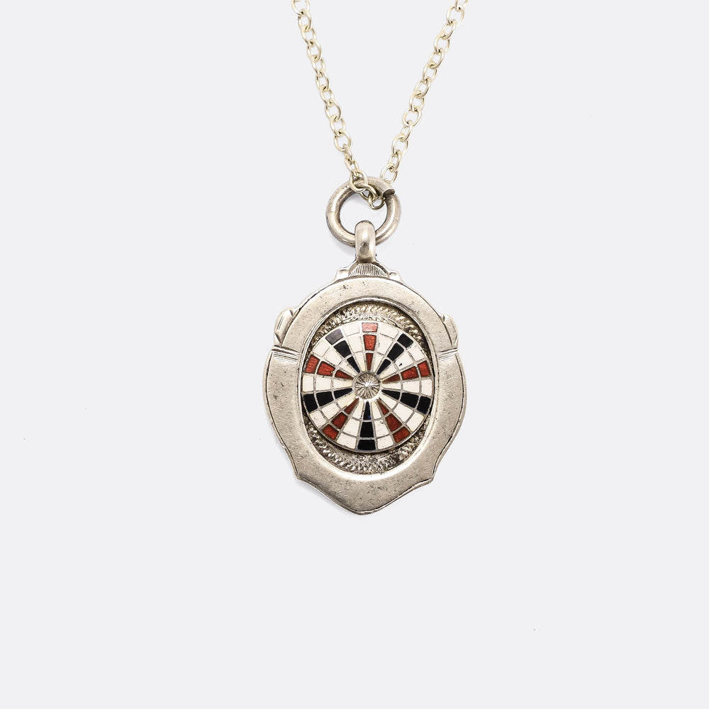 Mid Century Sterling Silver Dartboard Pendant