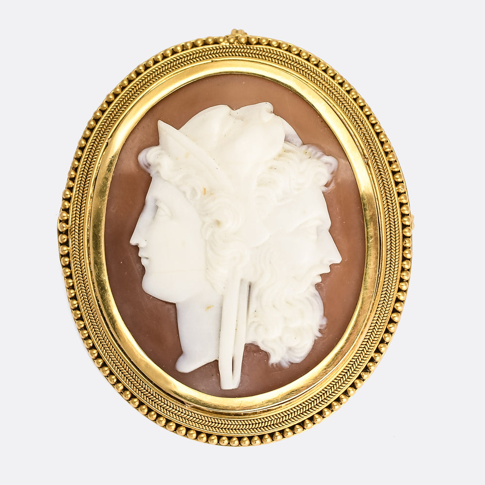 Mid Victorian Hercules & Minerva Gryllus Cameo Brooch