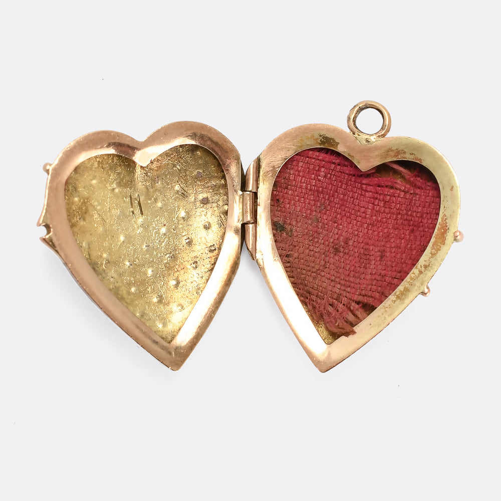 Mid Victorian Pavé Turquoise Heart Locket