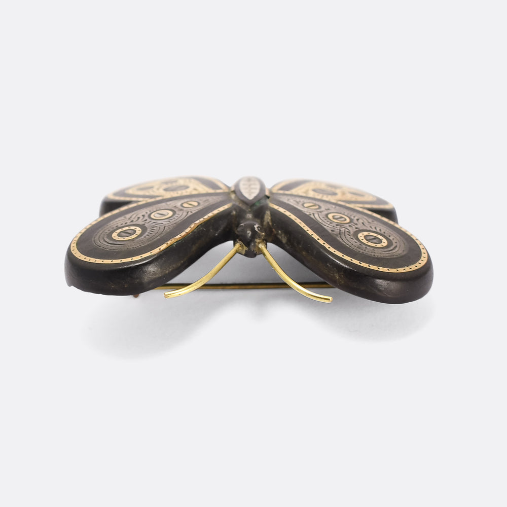 Mid Victorian Pique Butterfly Brooch