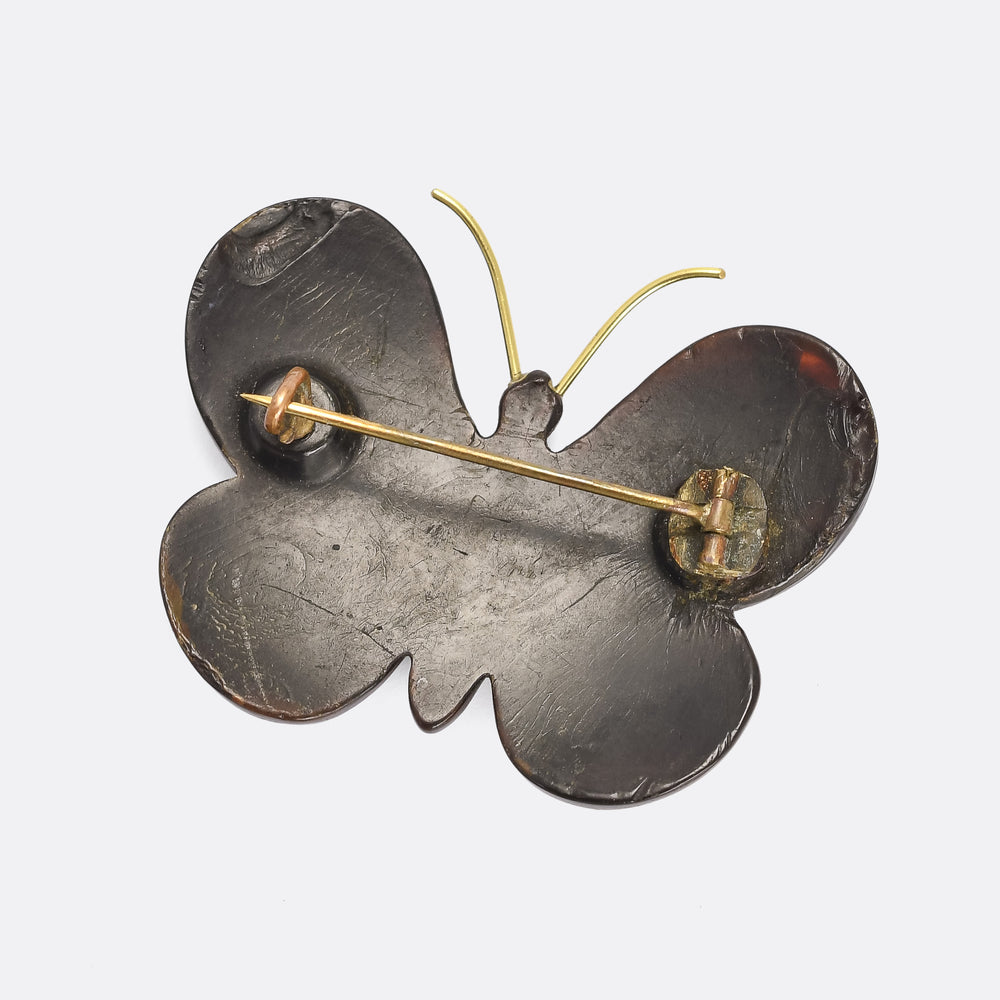 Mid Victorian Pique Butterfly Brooch