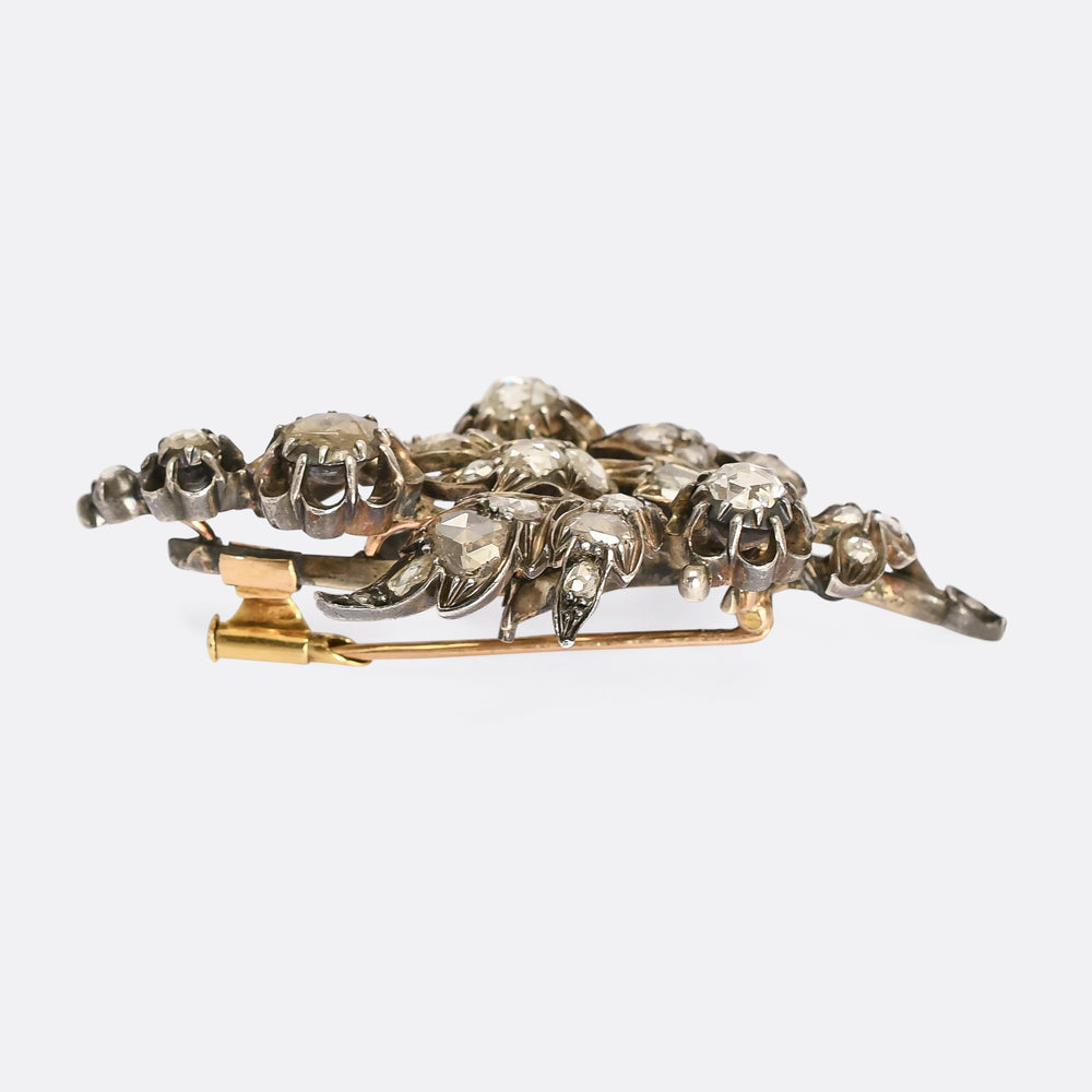 Mid Victorian Rose Diamond Giardinetti Brooch