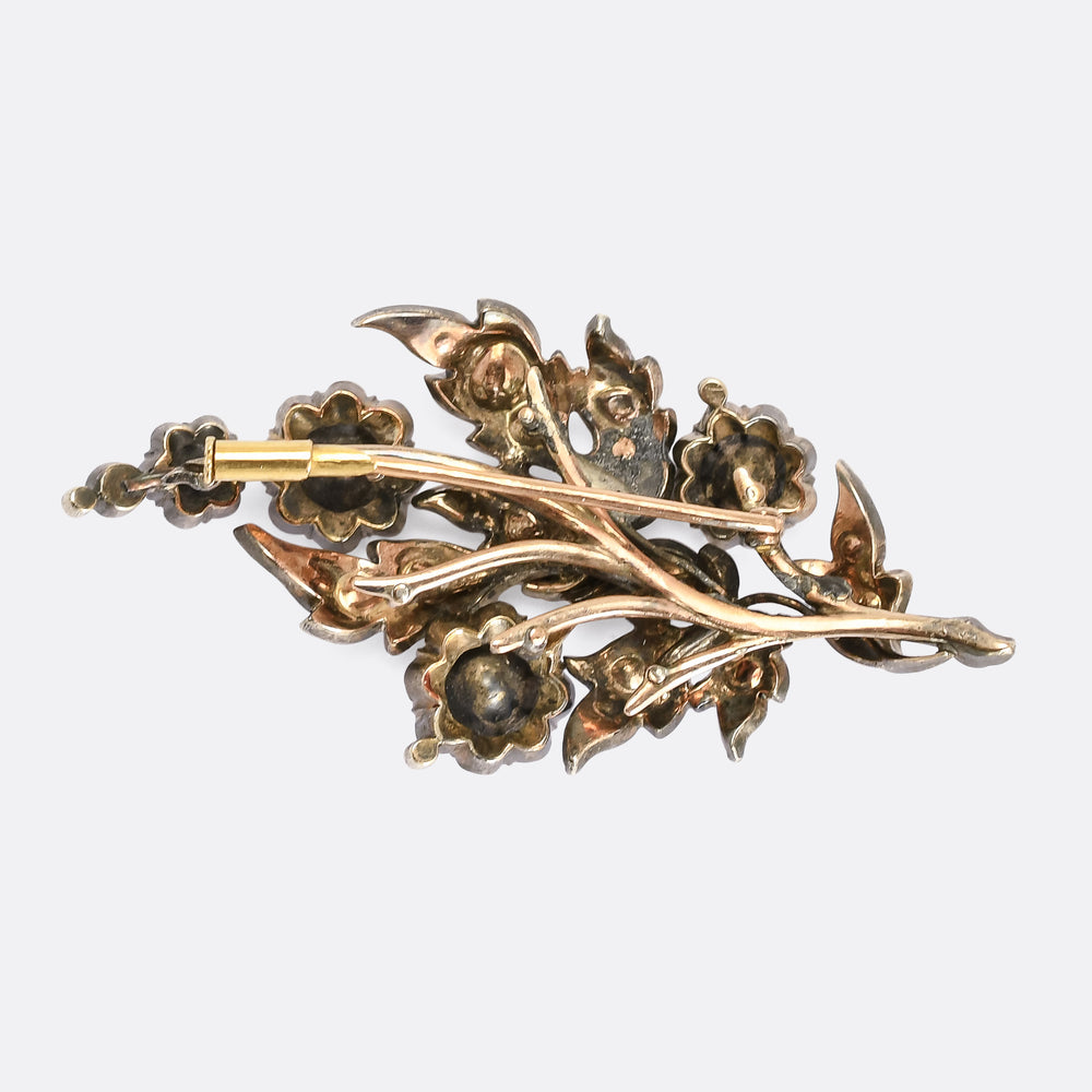 Mid Victorian Rose Diamond Giardinetti Brooch