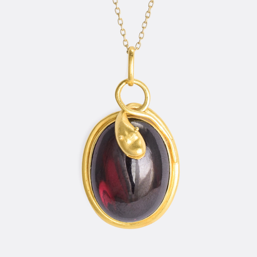 Mid Victorian Garnet & Snake Pendant