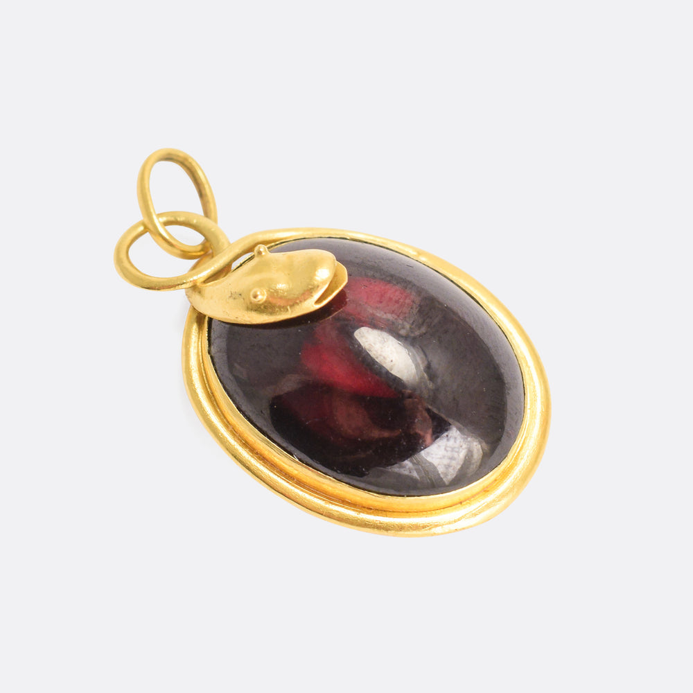 Mid Victorian Garnet & Snake Pendant