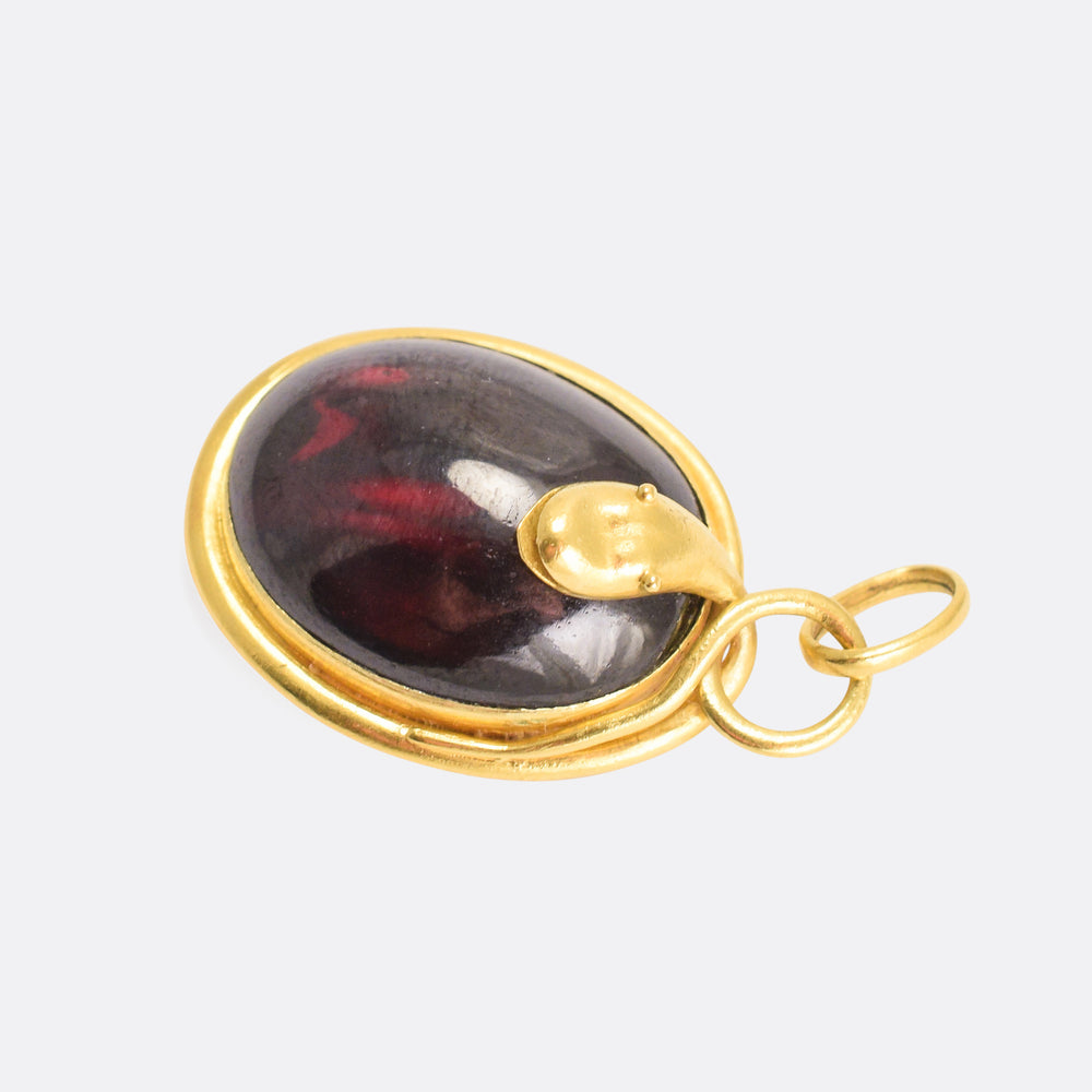 Mid Victorian Garnet & Snake Pendant