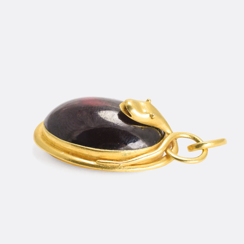 Mid Victorian Garnet & Snake Pendant