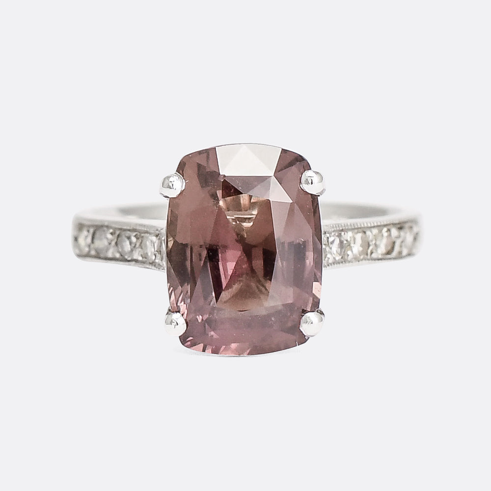 Modern 5.04ct Pink-Green Colour Change Sapphire Solitaire Ring