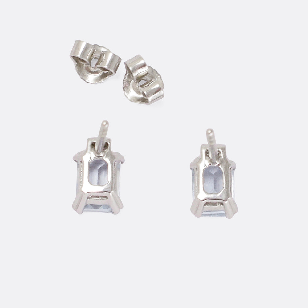 Modern Aquamarine & Diamond Stud Earrings