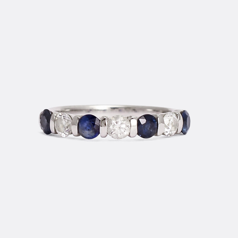 Modern Sapphire & Diamond Half Eternity Ring