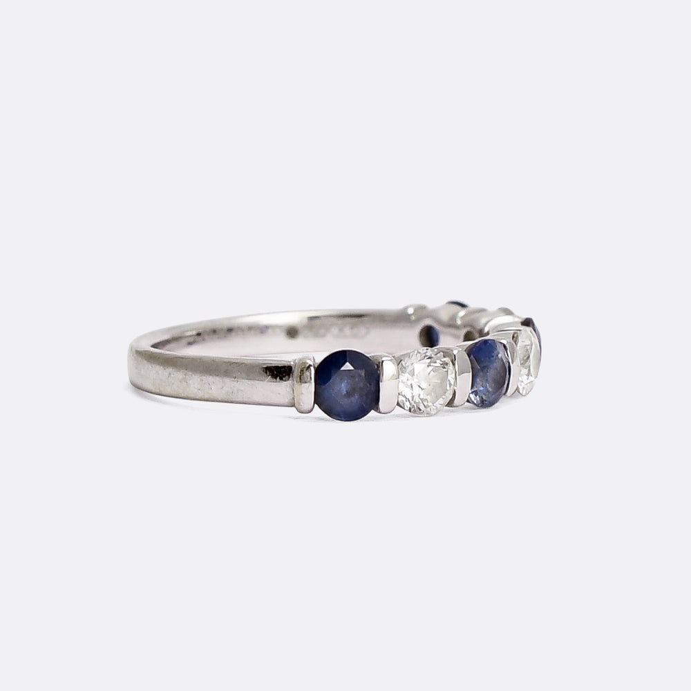 Modern Sapphire & Diamond Half Eternity Ring