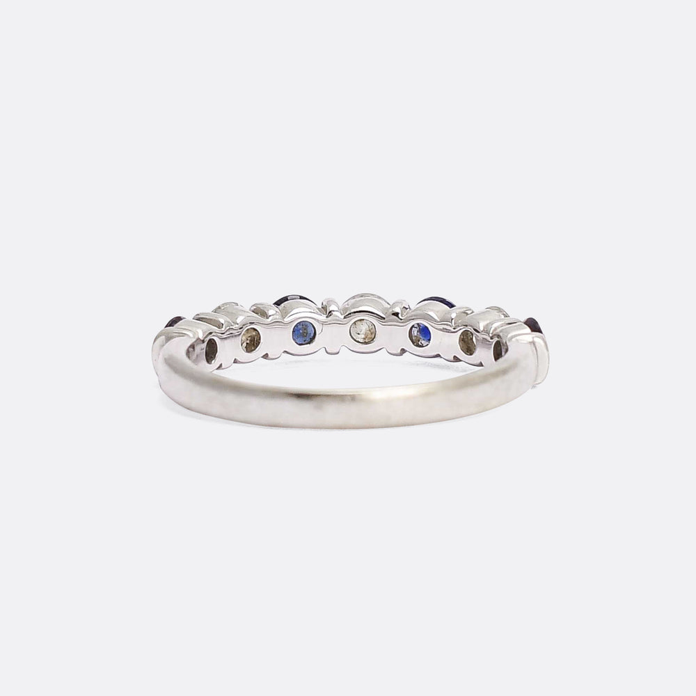 Modern Sapphire & Diamond Half Eternity Ring