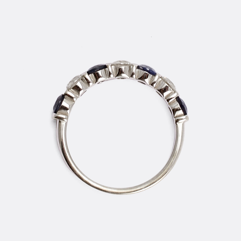 Modern Sapphire & Diamond Half Eternity Ring