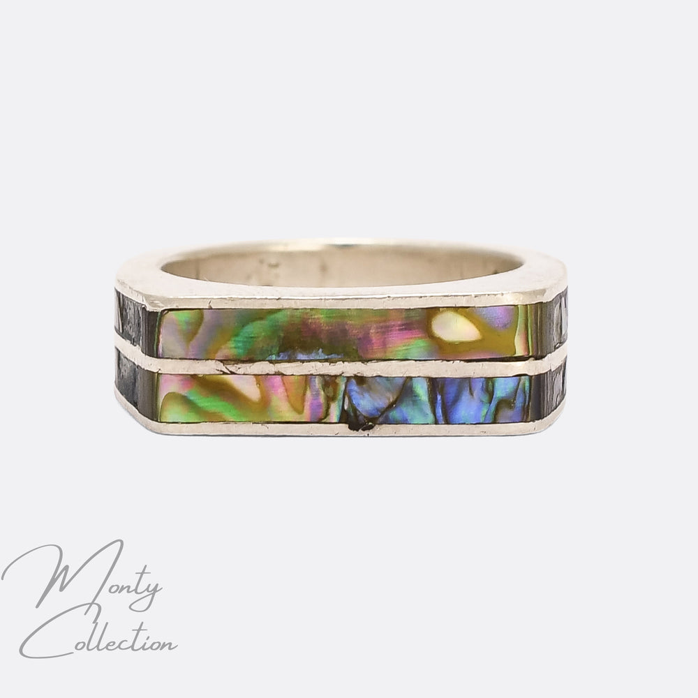 Modernist Abalone Inlay Ring