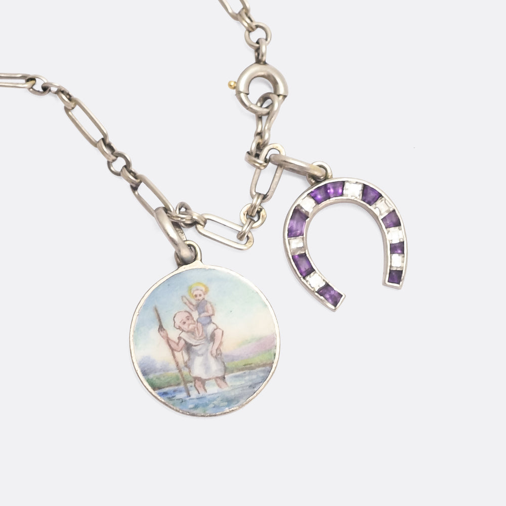 Original Art Deco Platinum Charm Bracelet