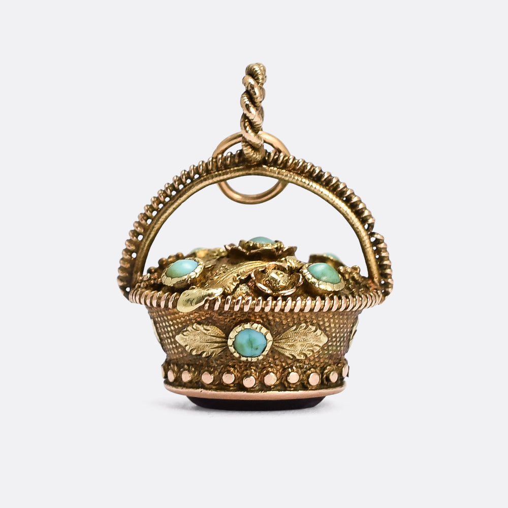 Regency Period AEI Flower Basket Seal Fob Pendant