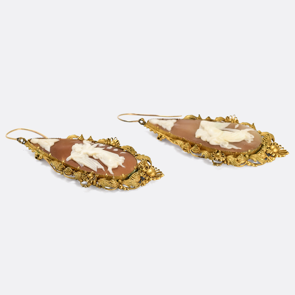 Regency Period Thorvaldsen's Day & Night Cameo Earrings