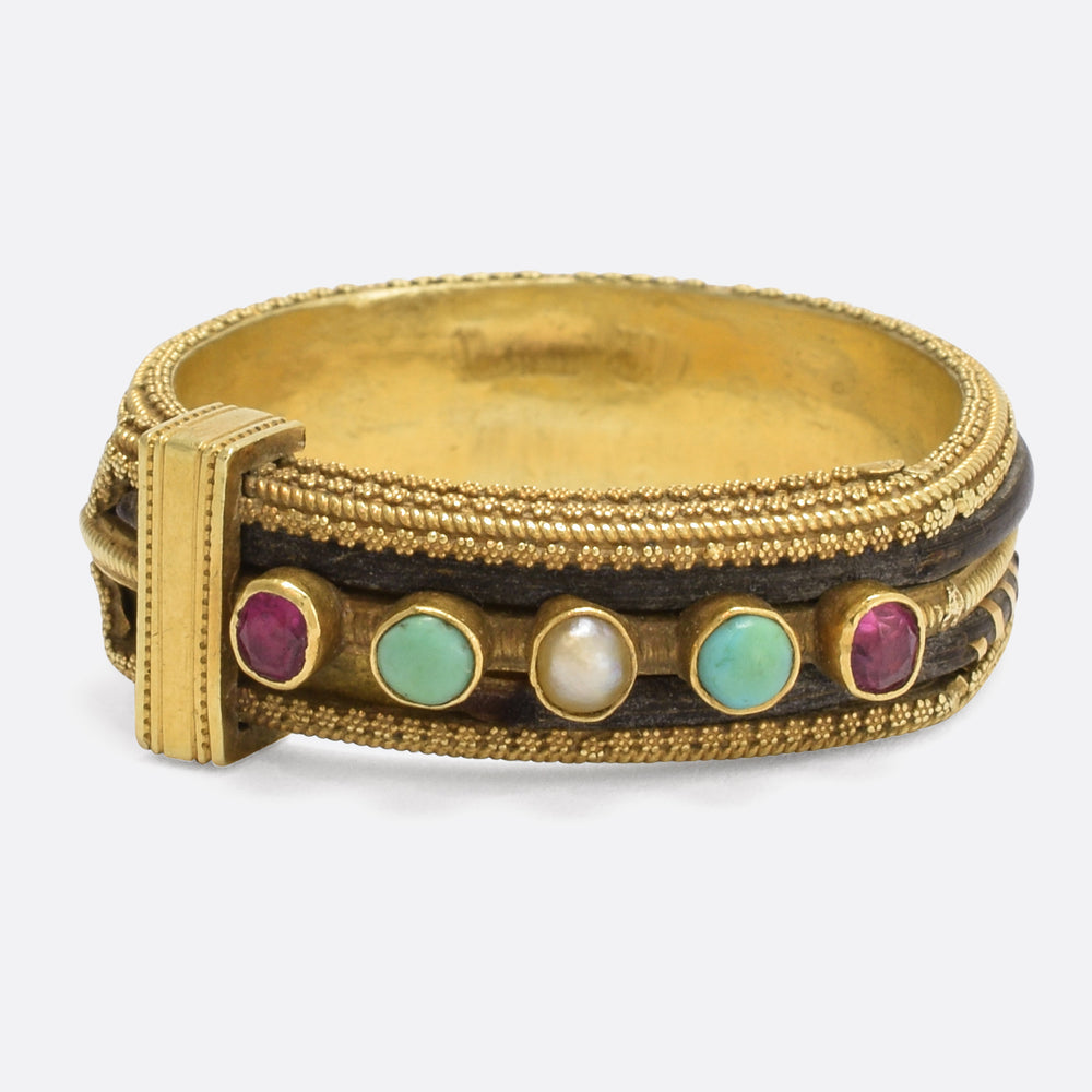 Regency Period Gemset Elephant Hair Buckle Ring