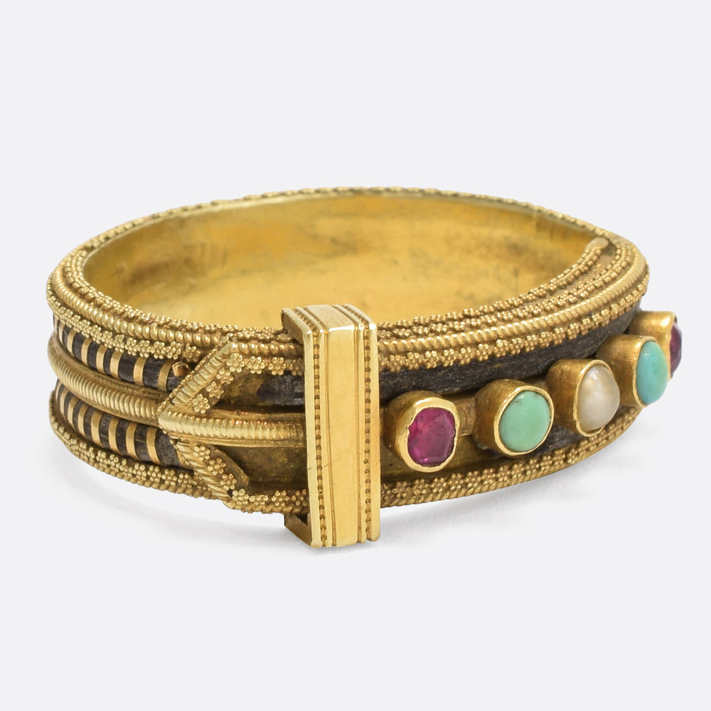 Regency Period Gemset Elephant Hair Buckle Ring