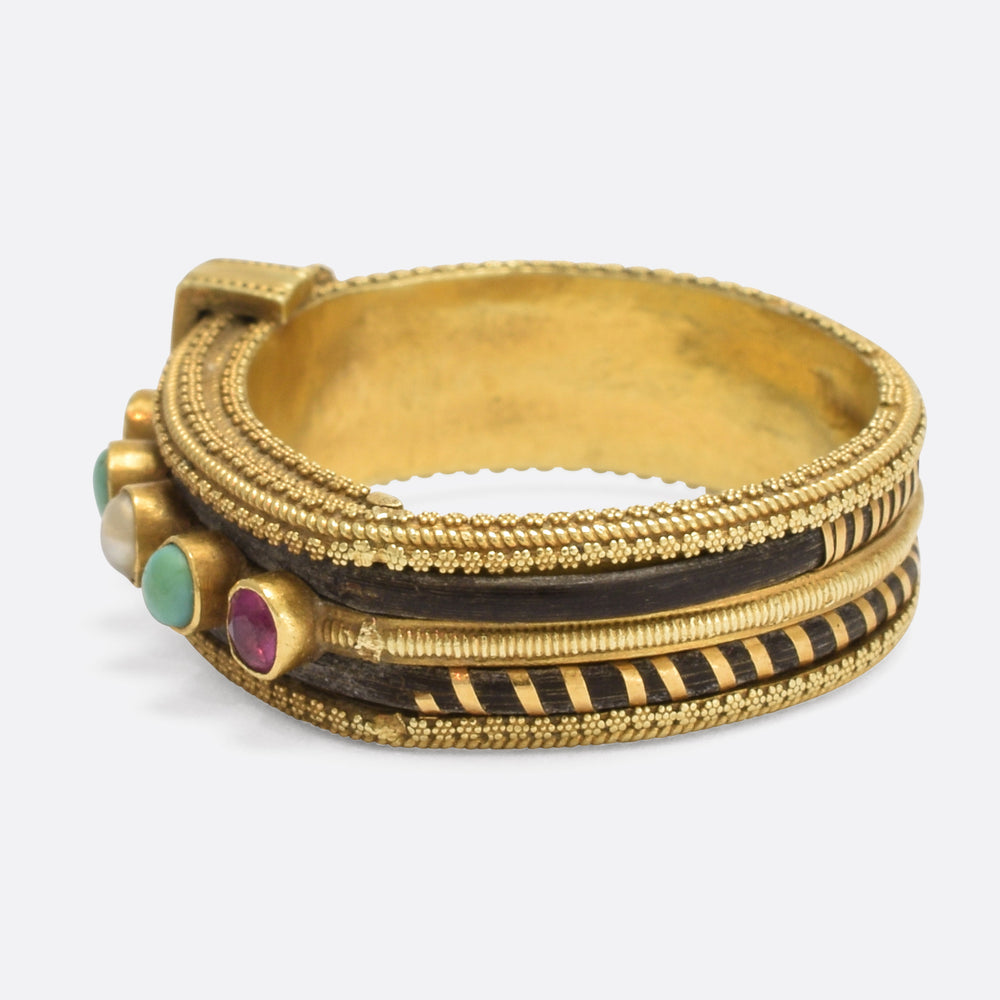 Regency Period Gemset Elephant Hair Buckle Ring