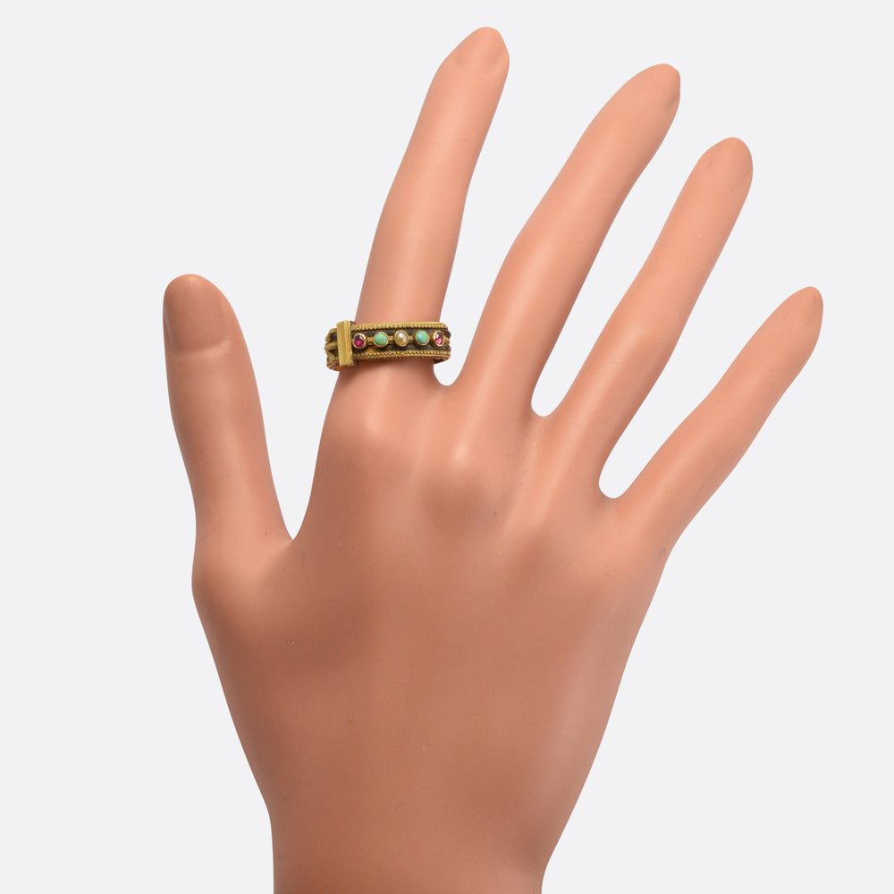 Regency Period Gemset Elephant Hair Buckle Ring