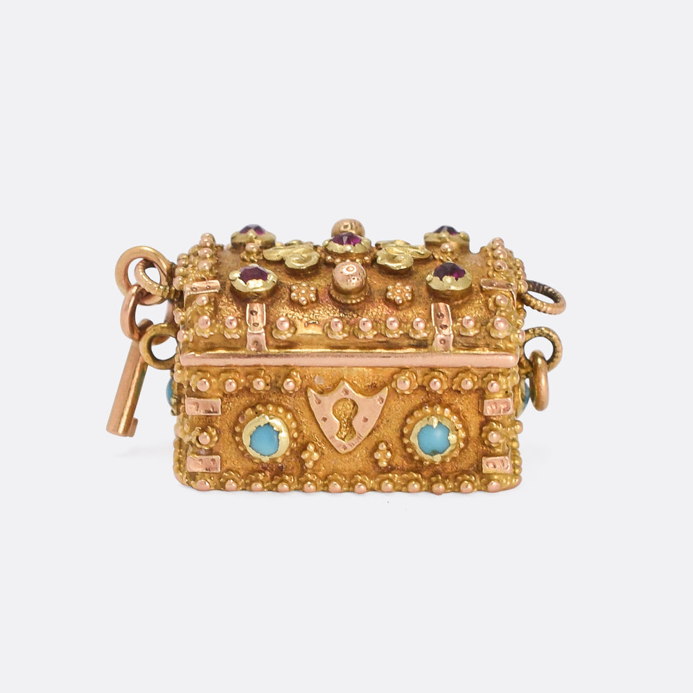 Regency Period Ruby & Turquoise Treasure Chest Locket