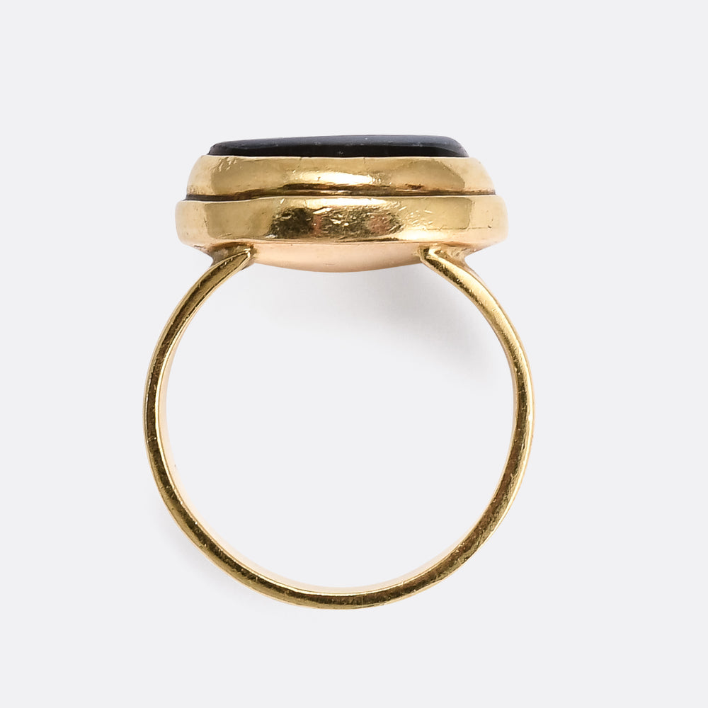 Roman Hermes & Rooster Chariot Nicolo Intaglio Signet Ring