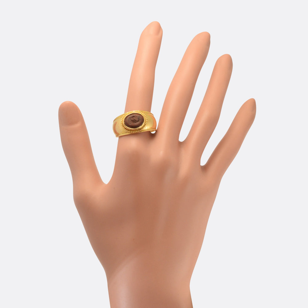 Roman Jasper Chicken Intaglio Signet Ring