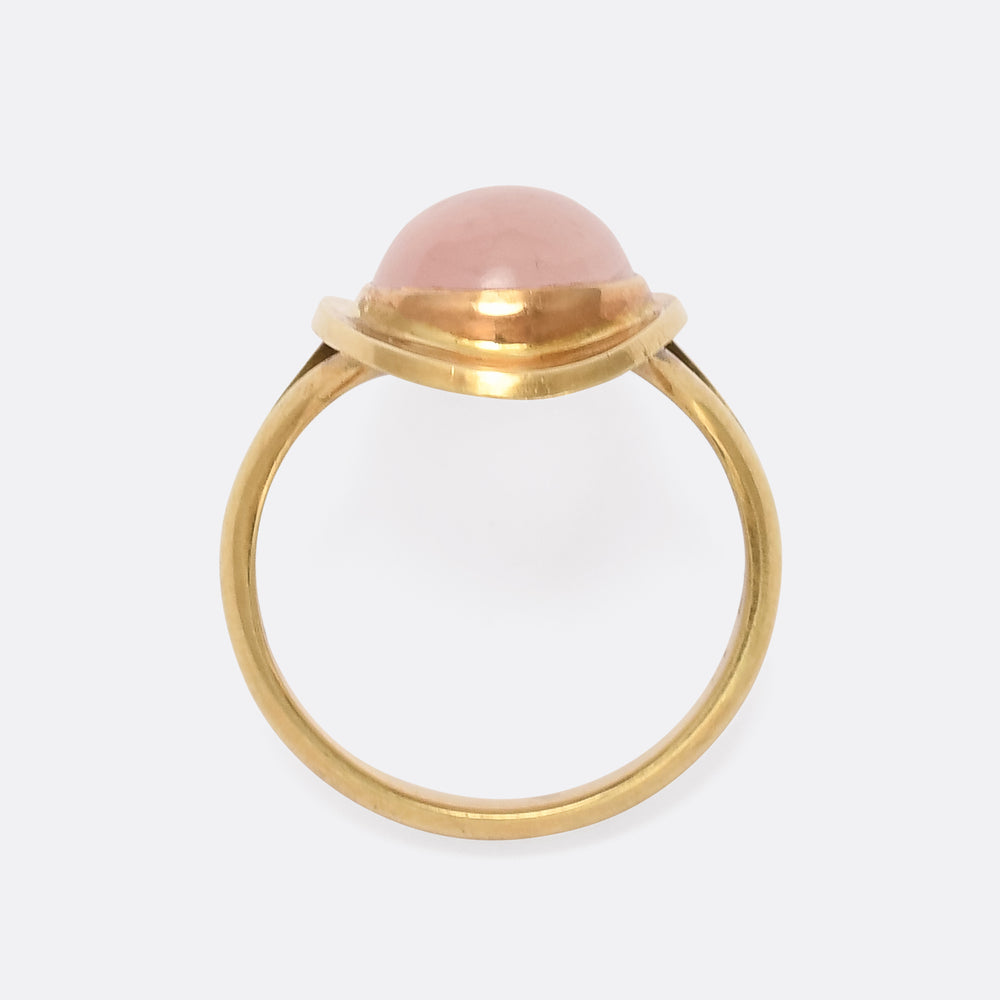 Space Age Rose Quartz Dish Ring