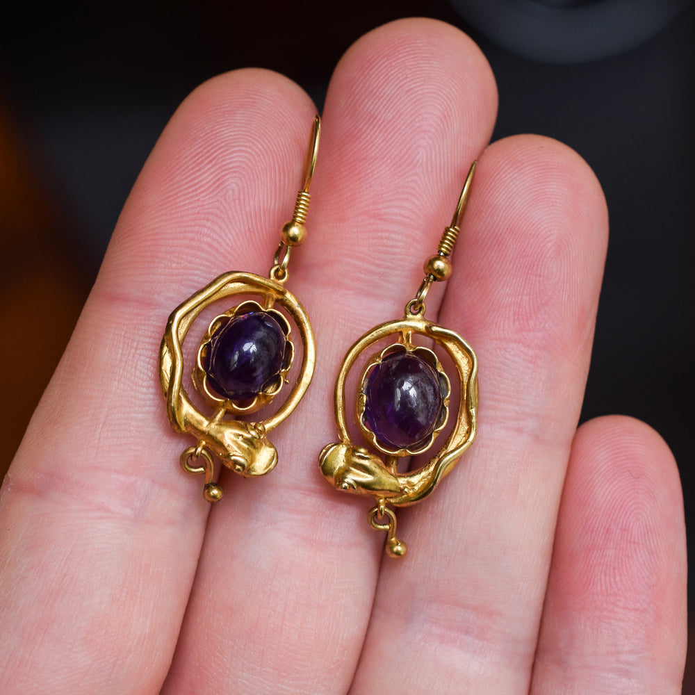 Mid-Victorian Amethyst Snake Earrings