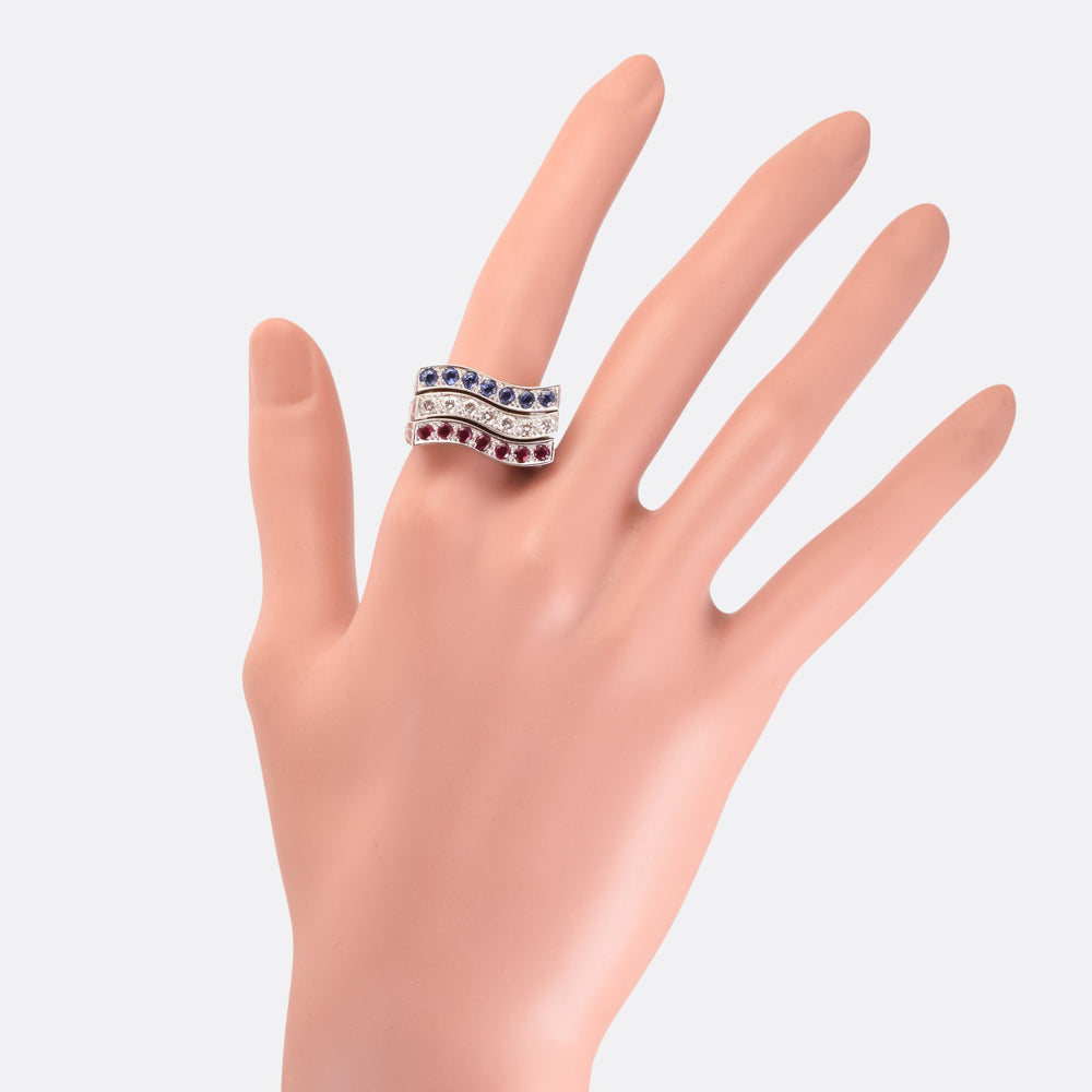 Stephen Webster NY UK Red White & Blue Stacking Rings
