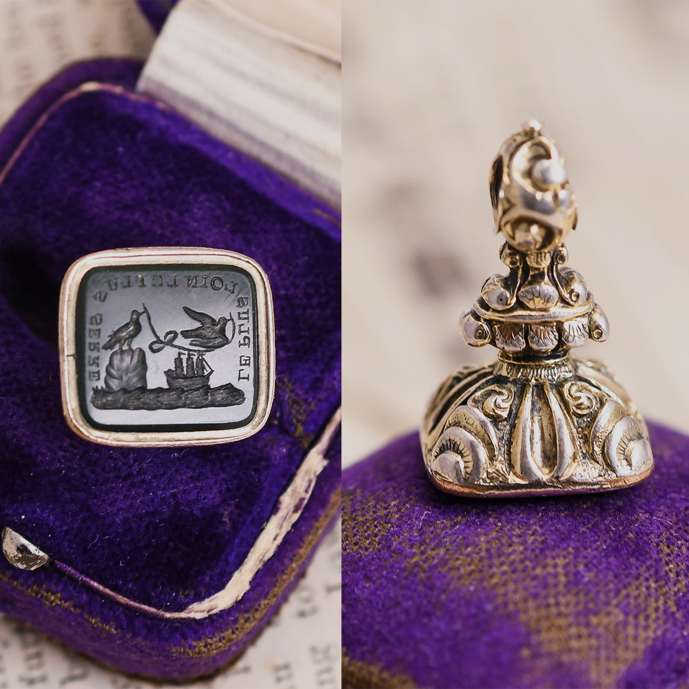 Georgian Doves And Love Knot 'LE PLUS LOIN LE PLUS SERRE' Intaglio Seal Fob
