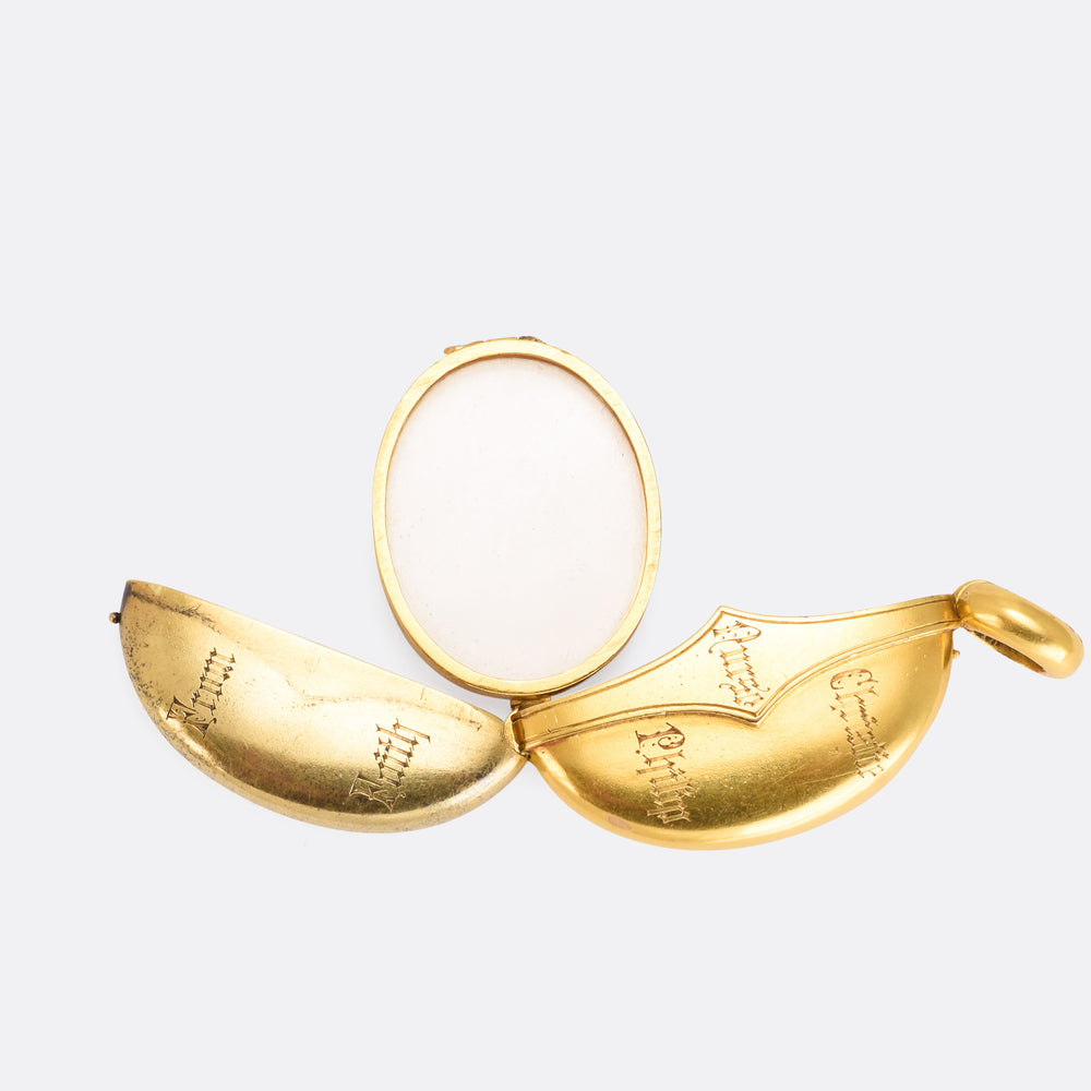 Unusual Edwardian Gold Family Locket 1902