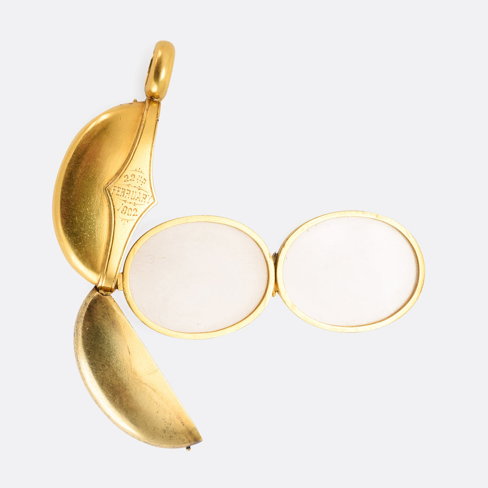 Unusual Edwardian Gold Family Locket 1902