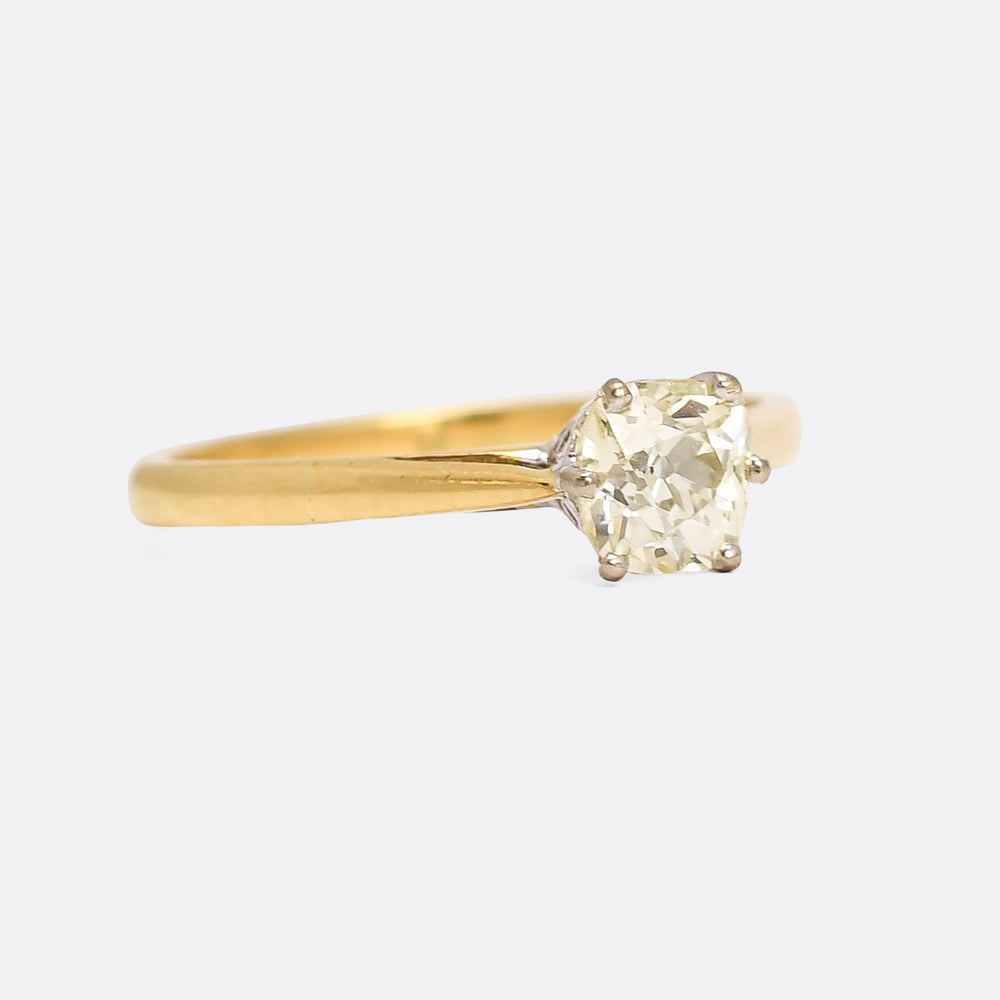 Victorian .50ct Cushion Cut Diamond Solitaire Ring