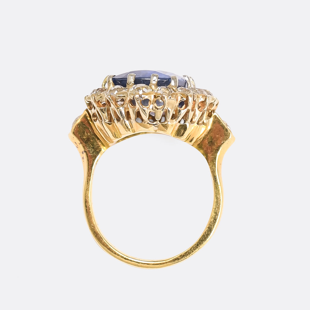 Victorian 13.5ct Burma Sapphire & Diamond Cluster Ring