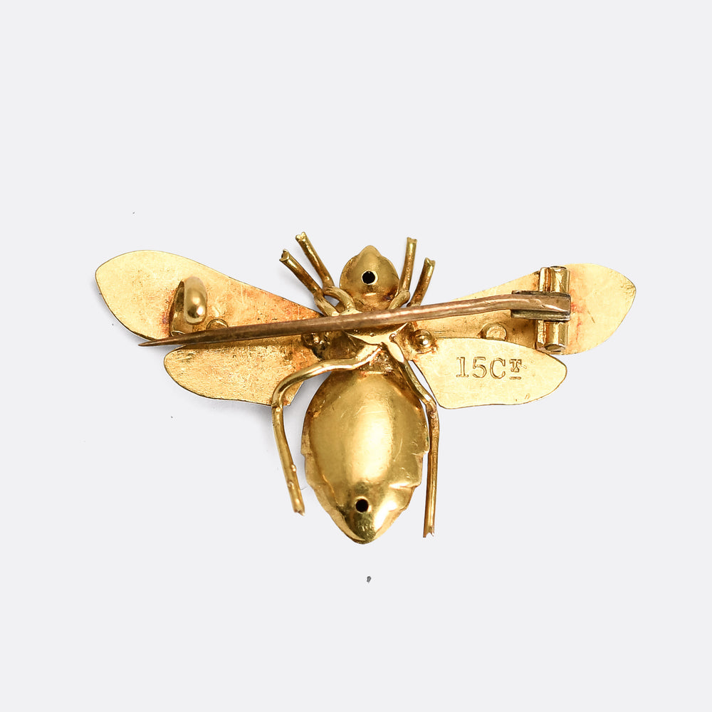 Victorian 15k Gold Bee Brooch