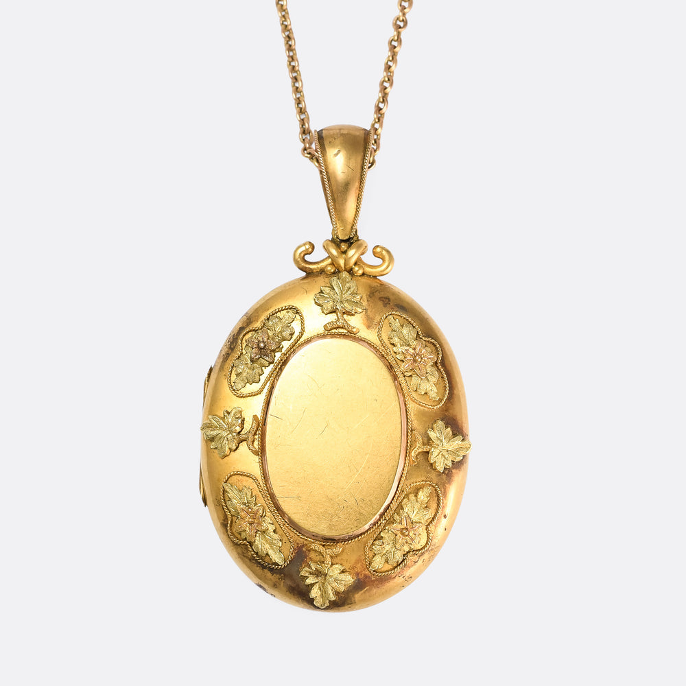 Victorian 18k Gold Grape Leaf Locket