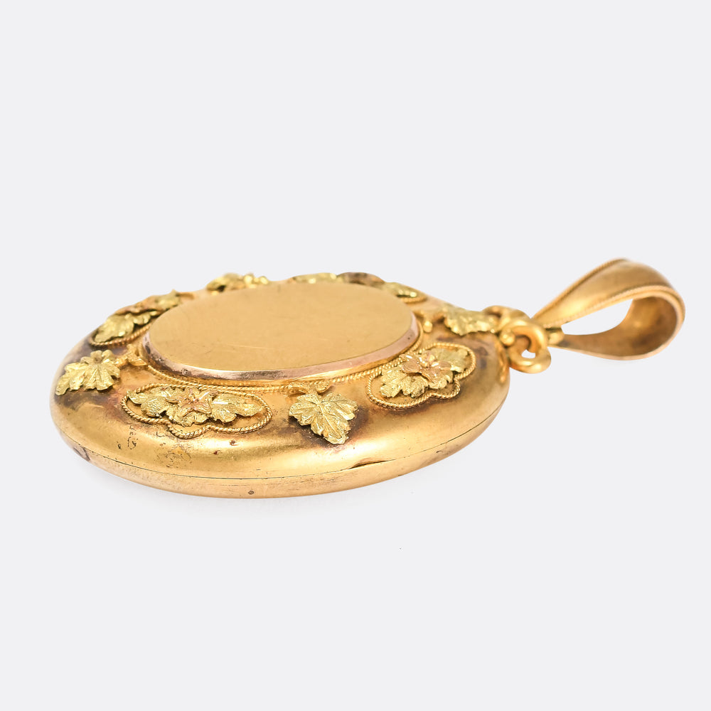 Victorian 18k Gold Grape Leaf Locket