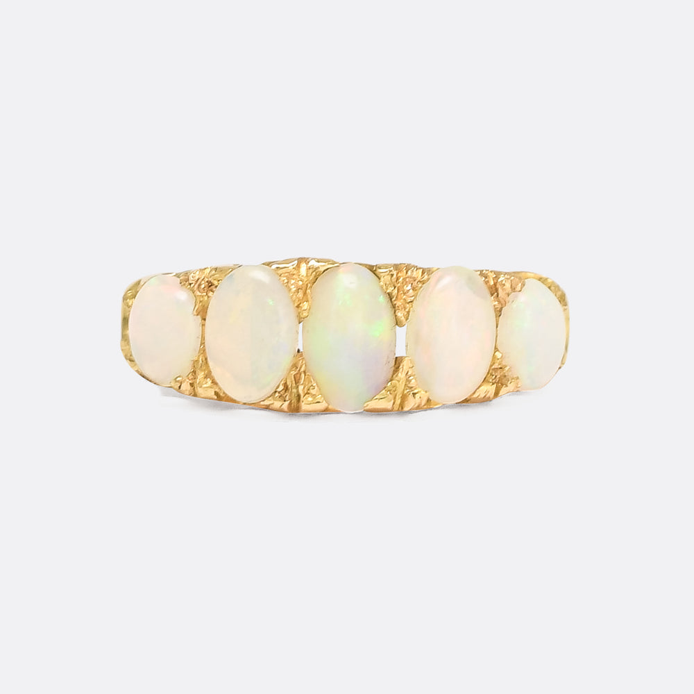 Victorian 18k Gold Opal 5-Stone Ring