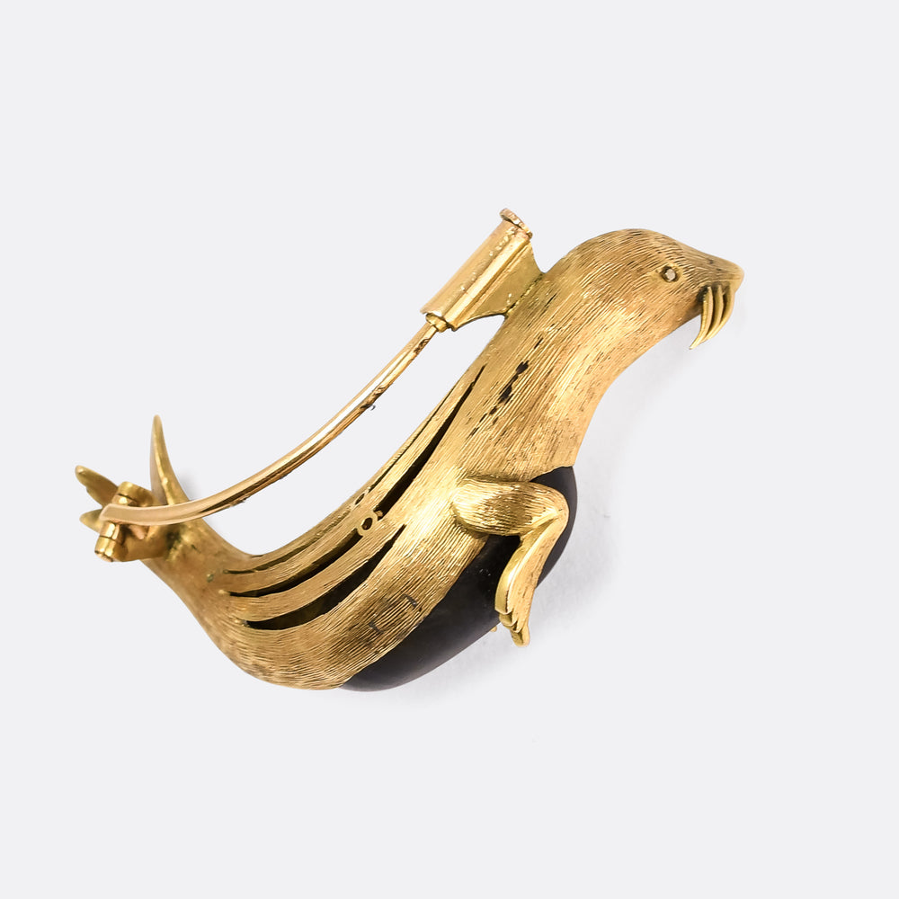 Victorian 18k Gold Sea Lion Brooch