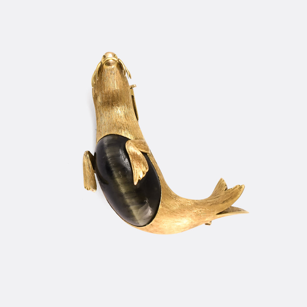 Victorian 18k Gold Sea Lion Brooch