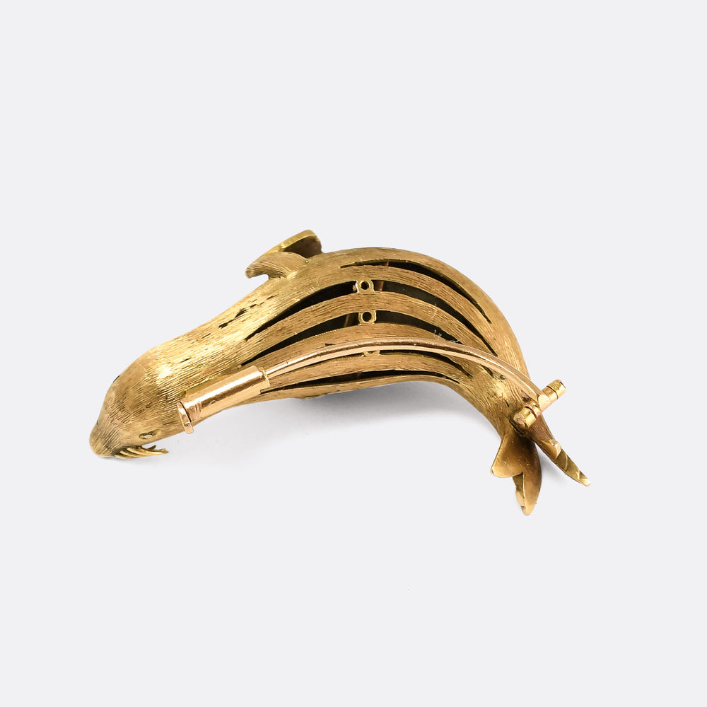 Victorian 18k Gold Sea Lion Brooch